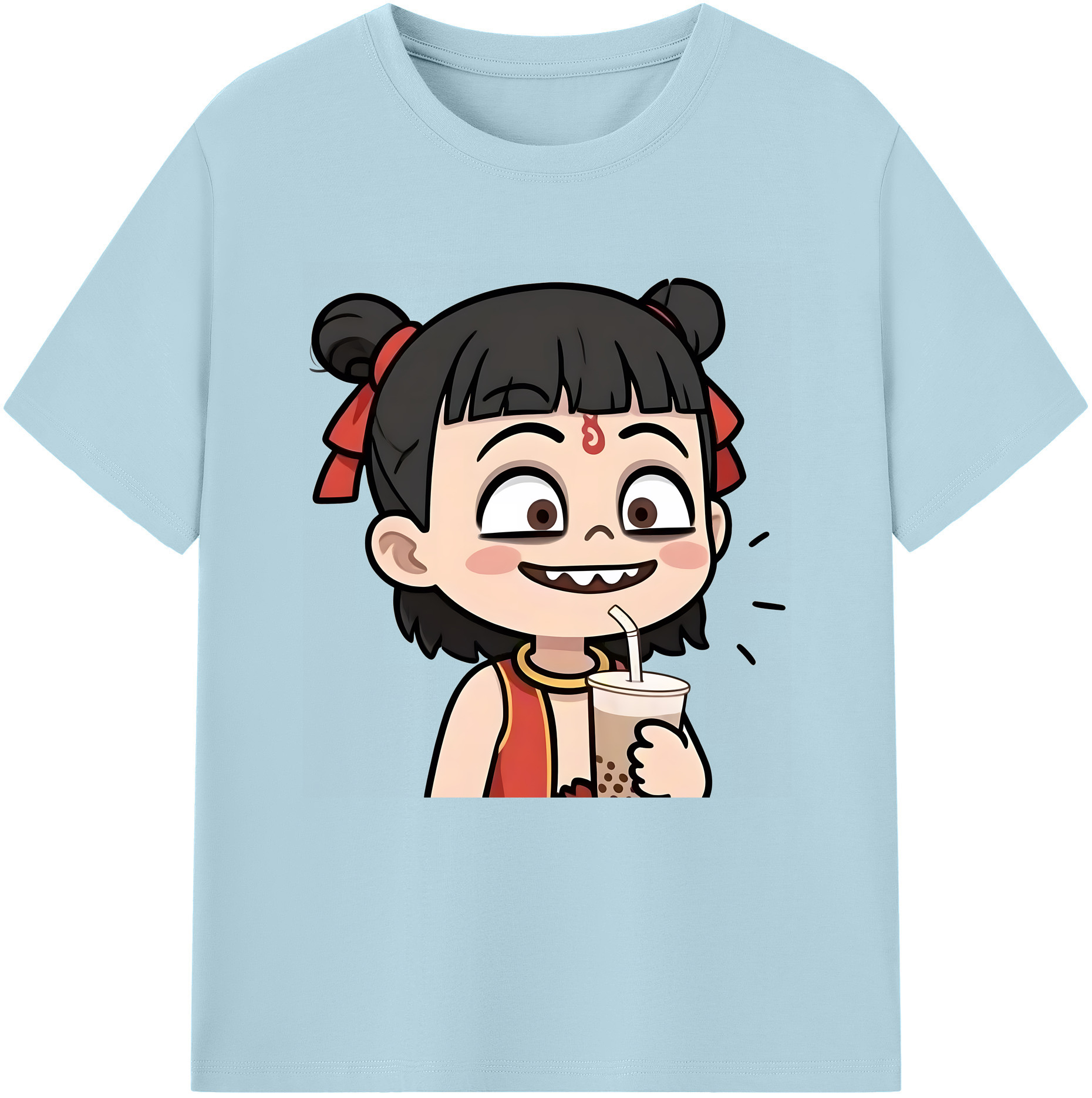 （画像用） Ne Zha 2 ナタ 魔童の大暴れ 綿100％半袖Tシャツ（フロントプリント）